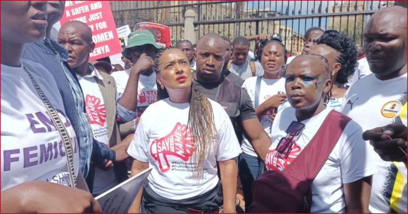 Nairobi woman representative Esther Passaris had difficulty containing anti-femicide protesters who asked her to leave.